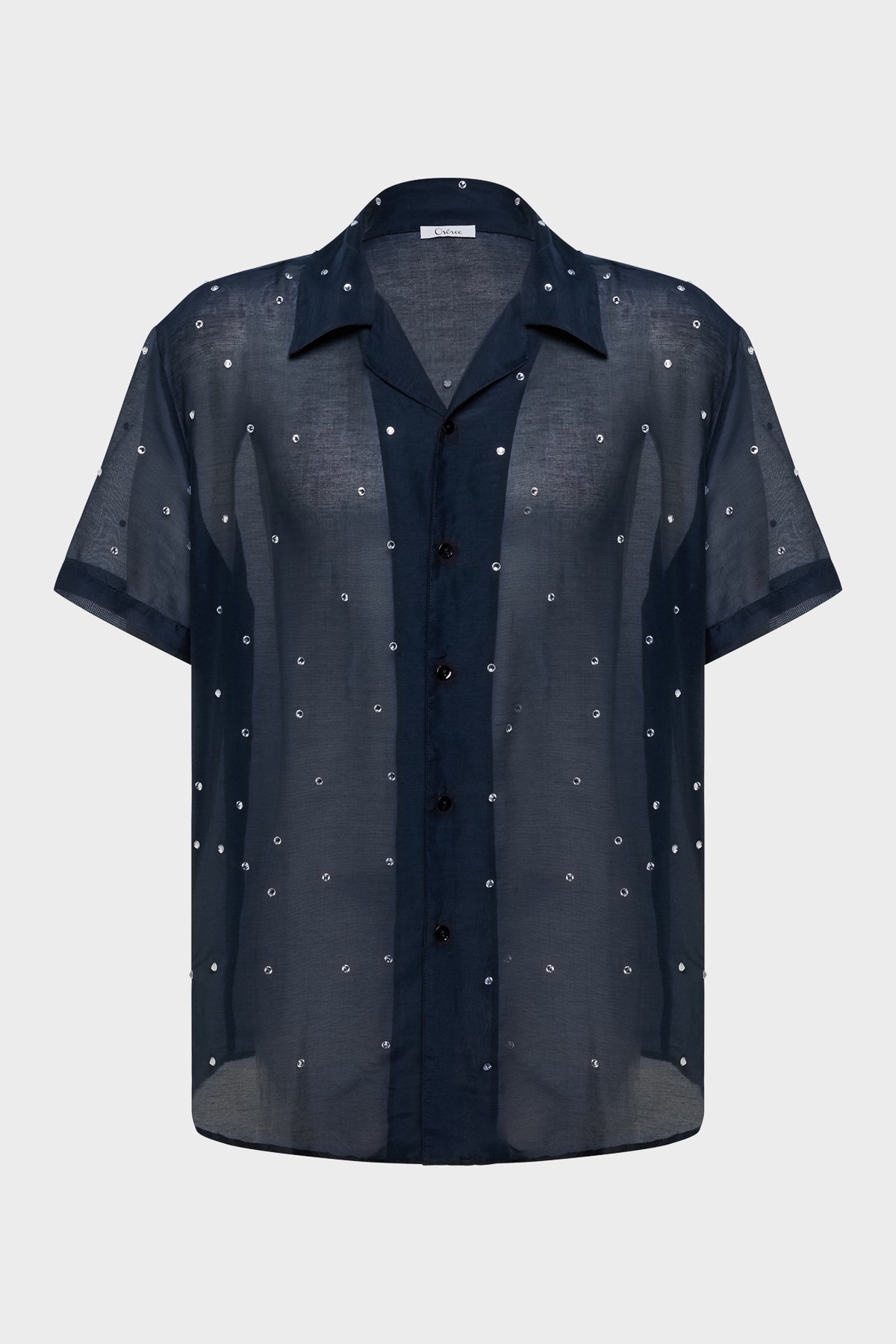 mesh dress shirt men Men Gem Sleeves Shirt