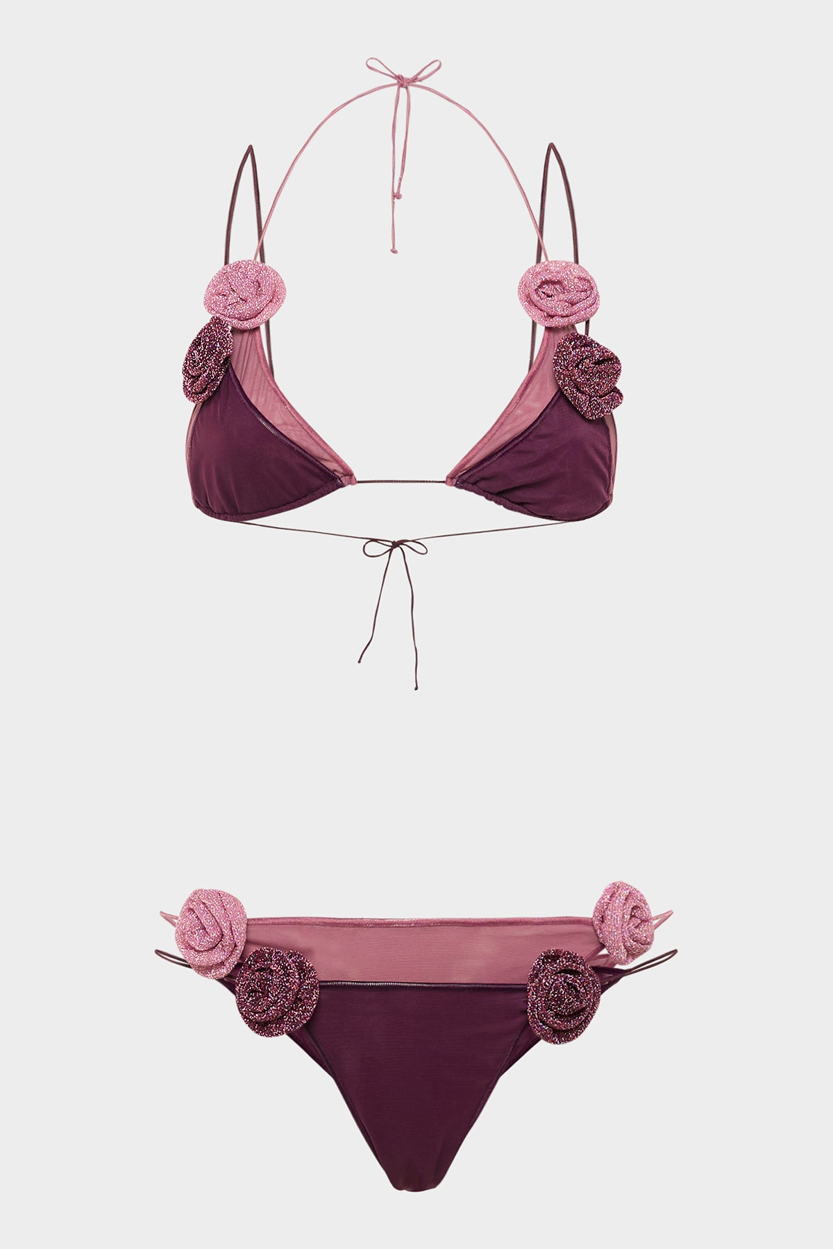 Double Mesh Rose Two Piece