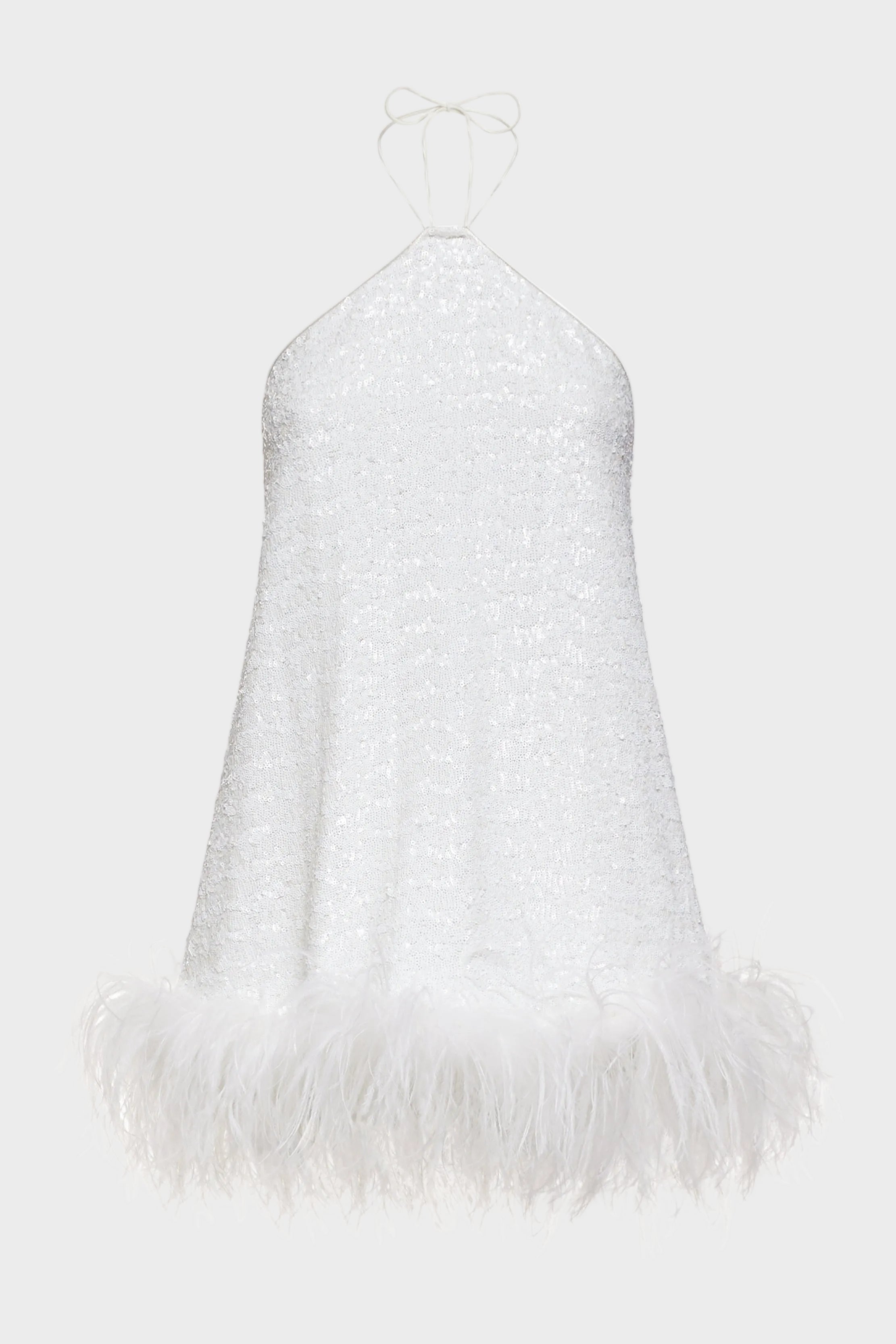 Paillettes Plumage Necklace Short Dress