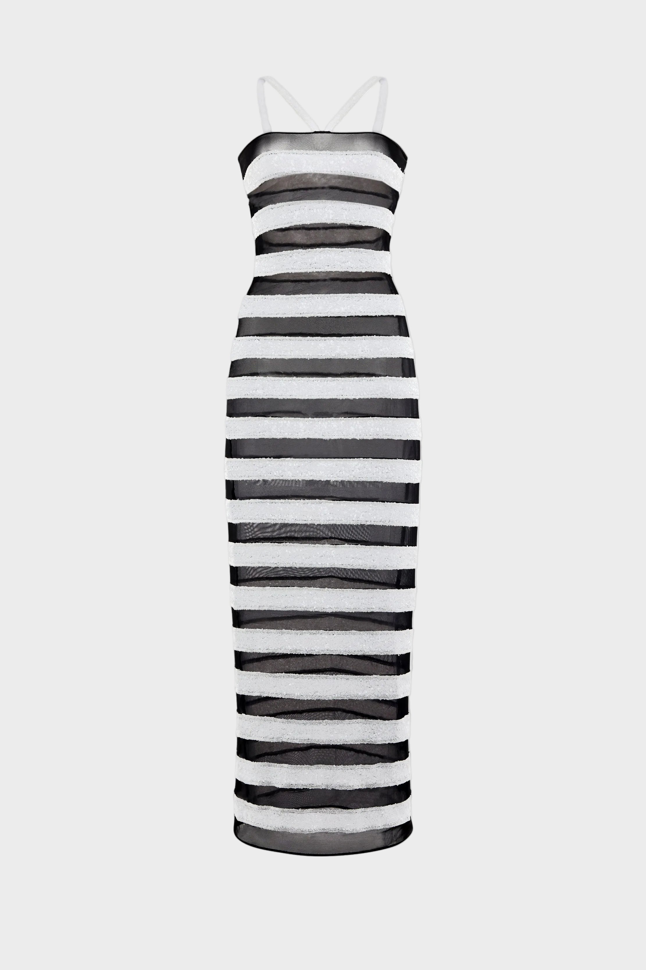Paillettes Bicolor Stripes Dress