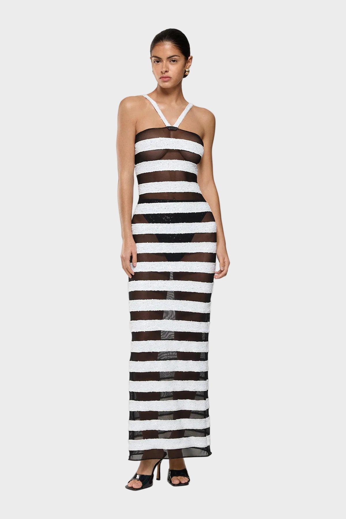 Paillettes Bicolor Stripes Dress