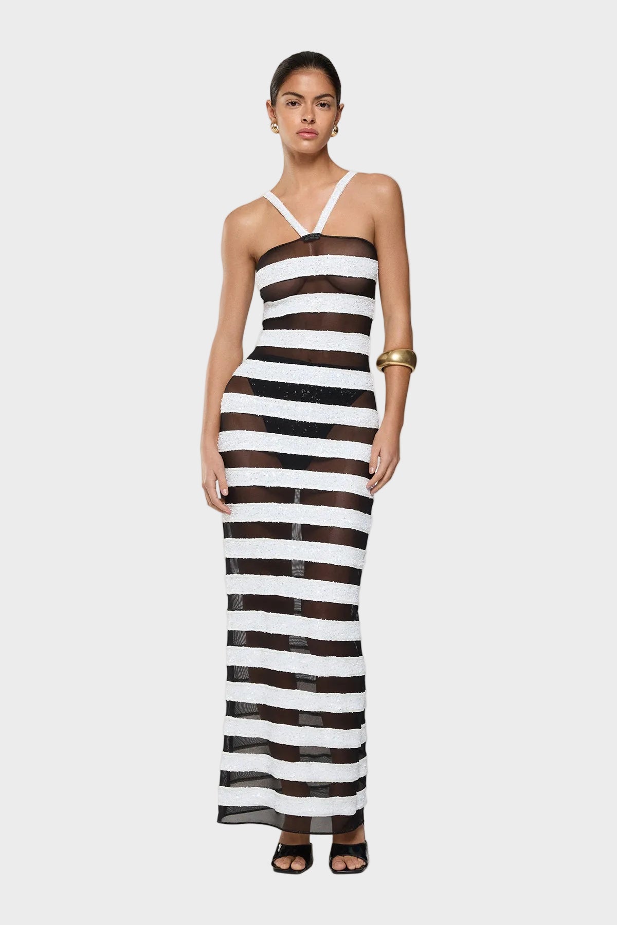 Paillettes Bicolor Stripes Dress
