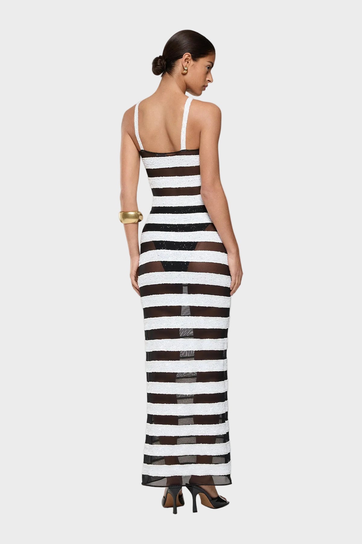 Paillettes Bicolor Stripes Dress