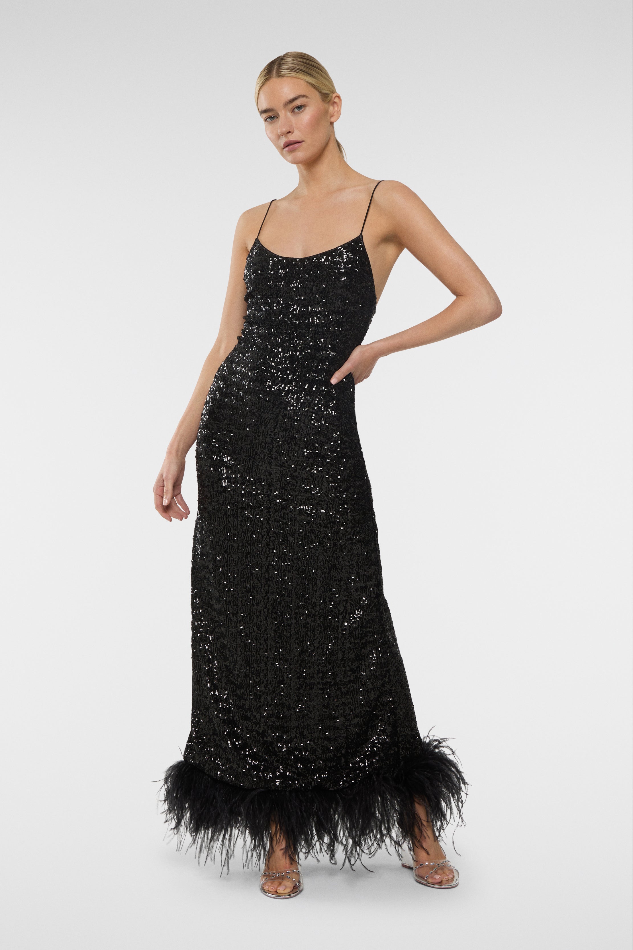 SS24 Paillettes Plumage Slip dress