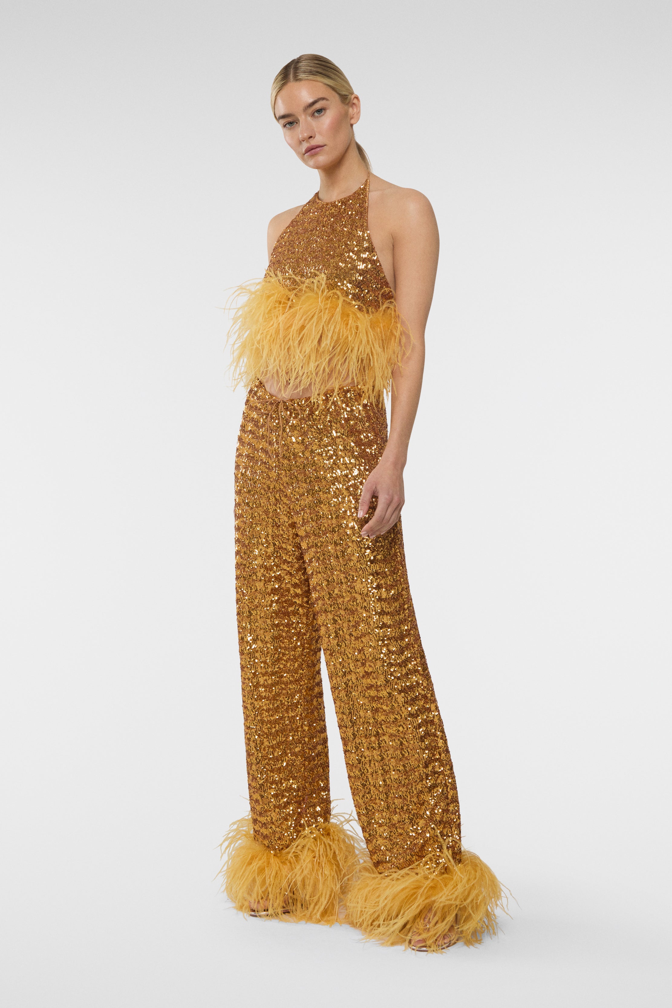 Paillettes Plumage Necklace Top