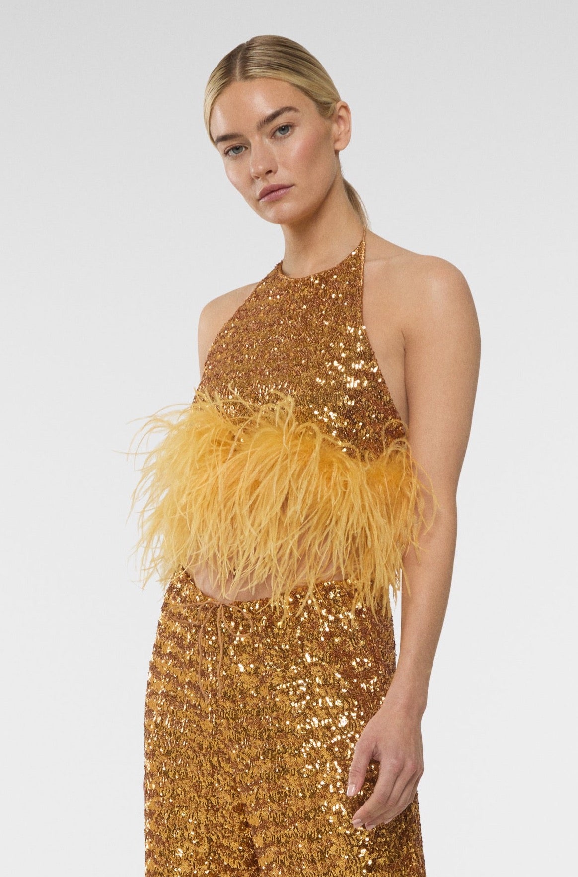 Paillettes Plumage Necklace Top