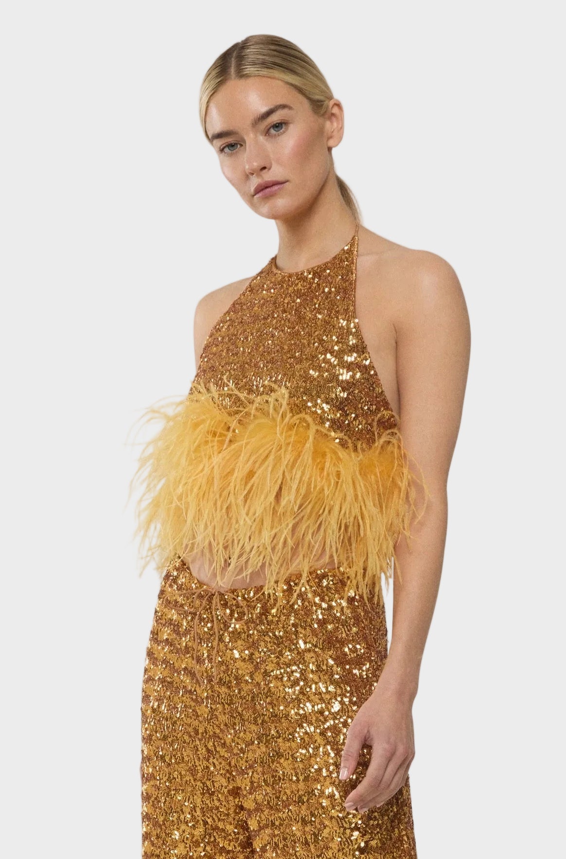Paillettes Plumage Necklace Top
