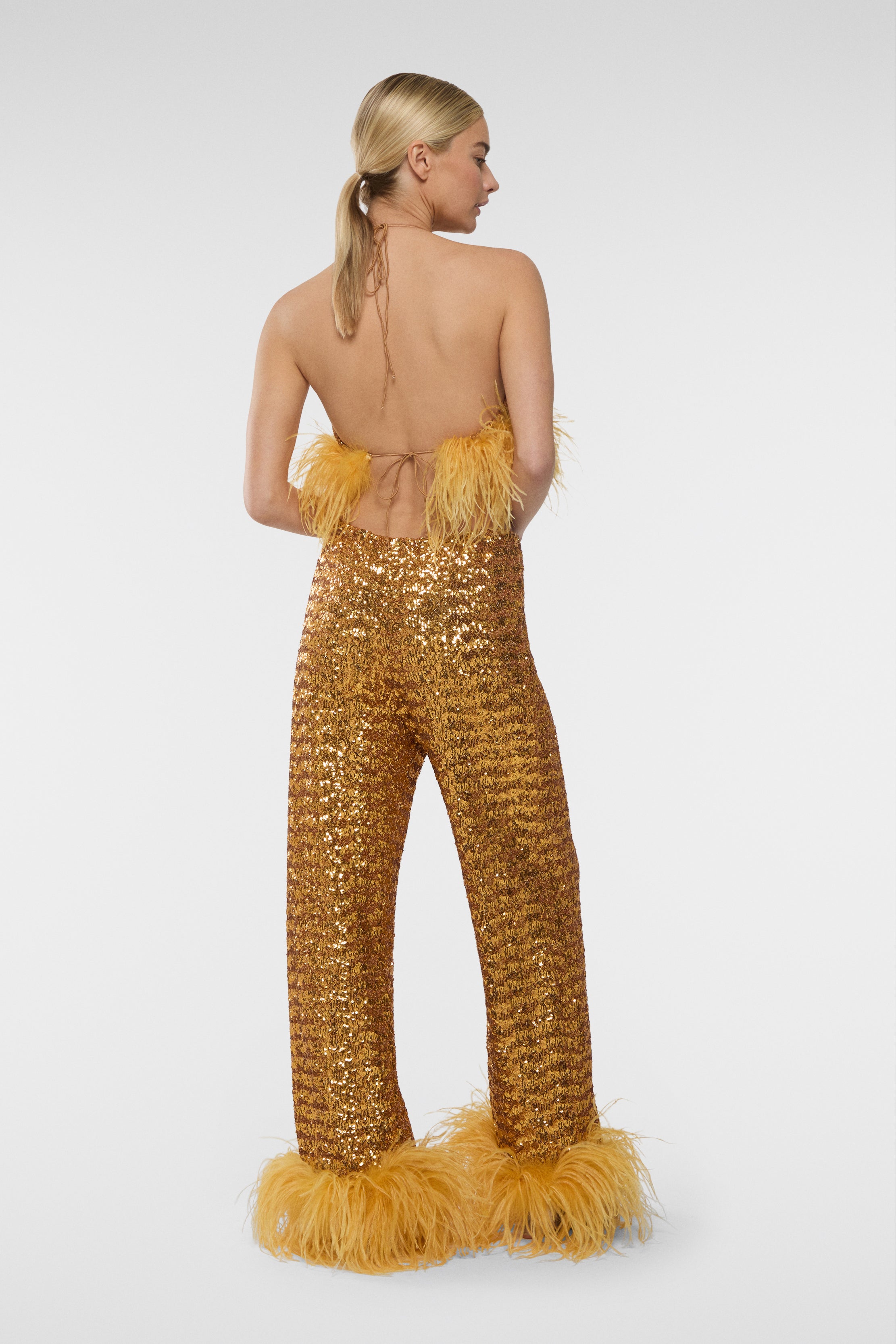 Paillettes Plumage Necklace Top