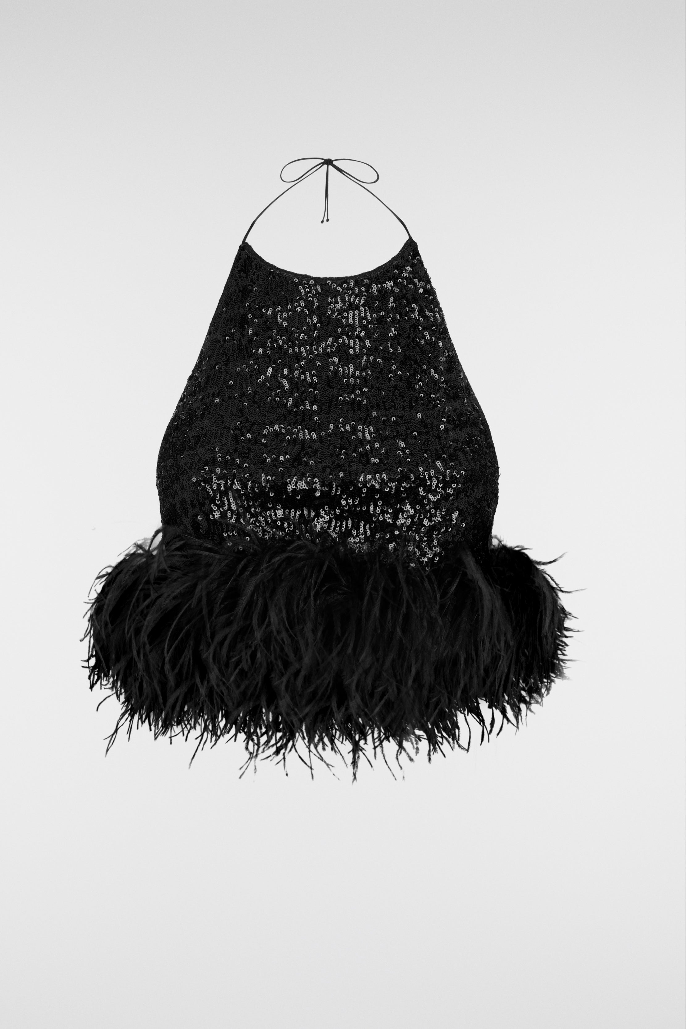 Paillettes Plumage Necklace Top