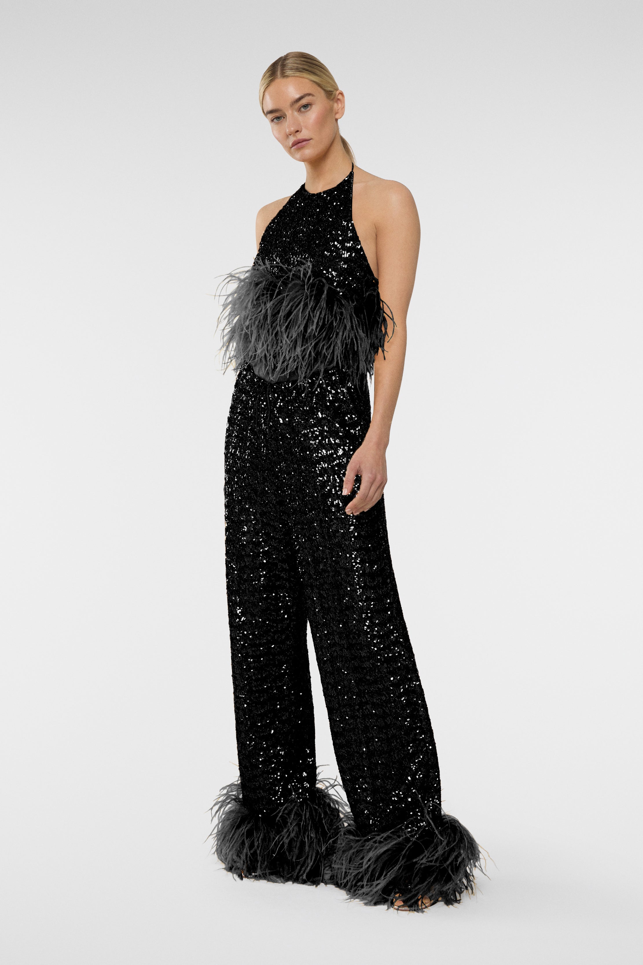 Paillettes Plumage Necklace Top