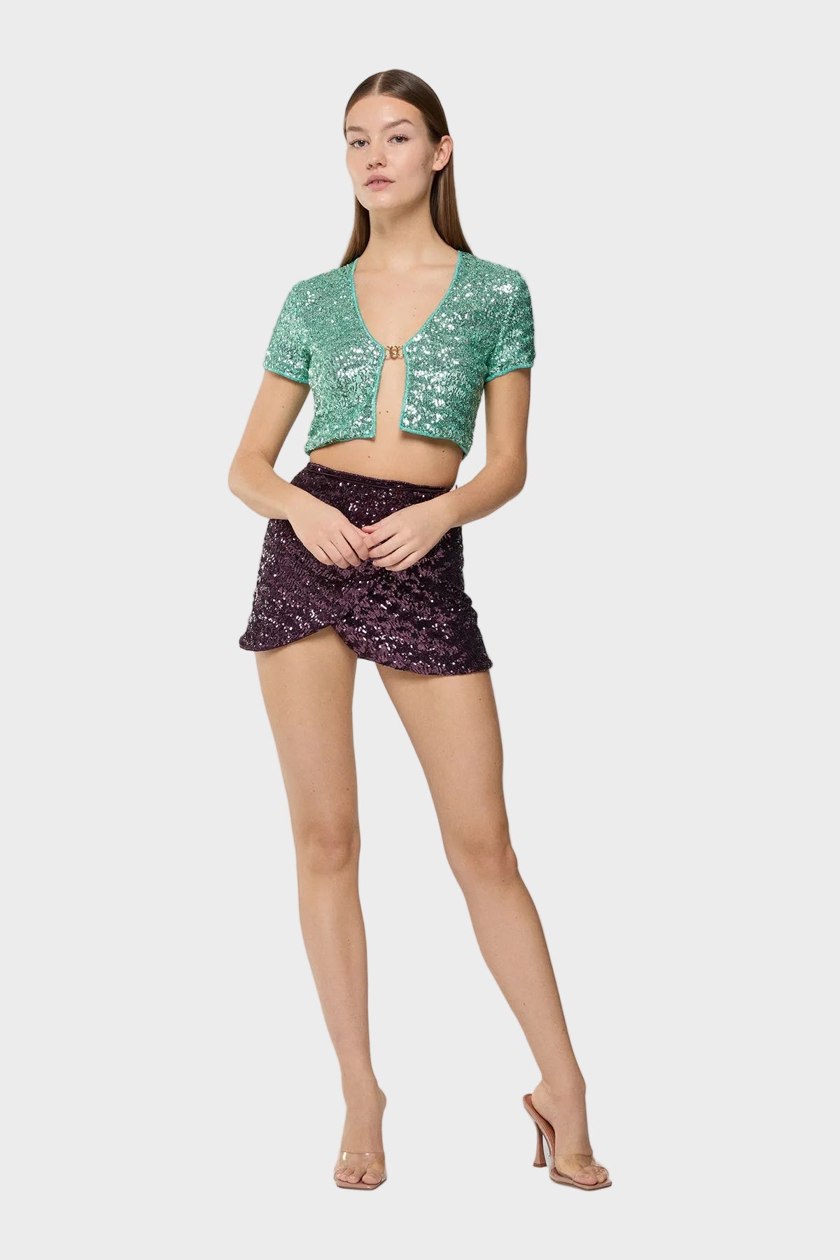 Paillettes Crop Shirt