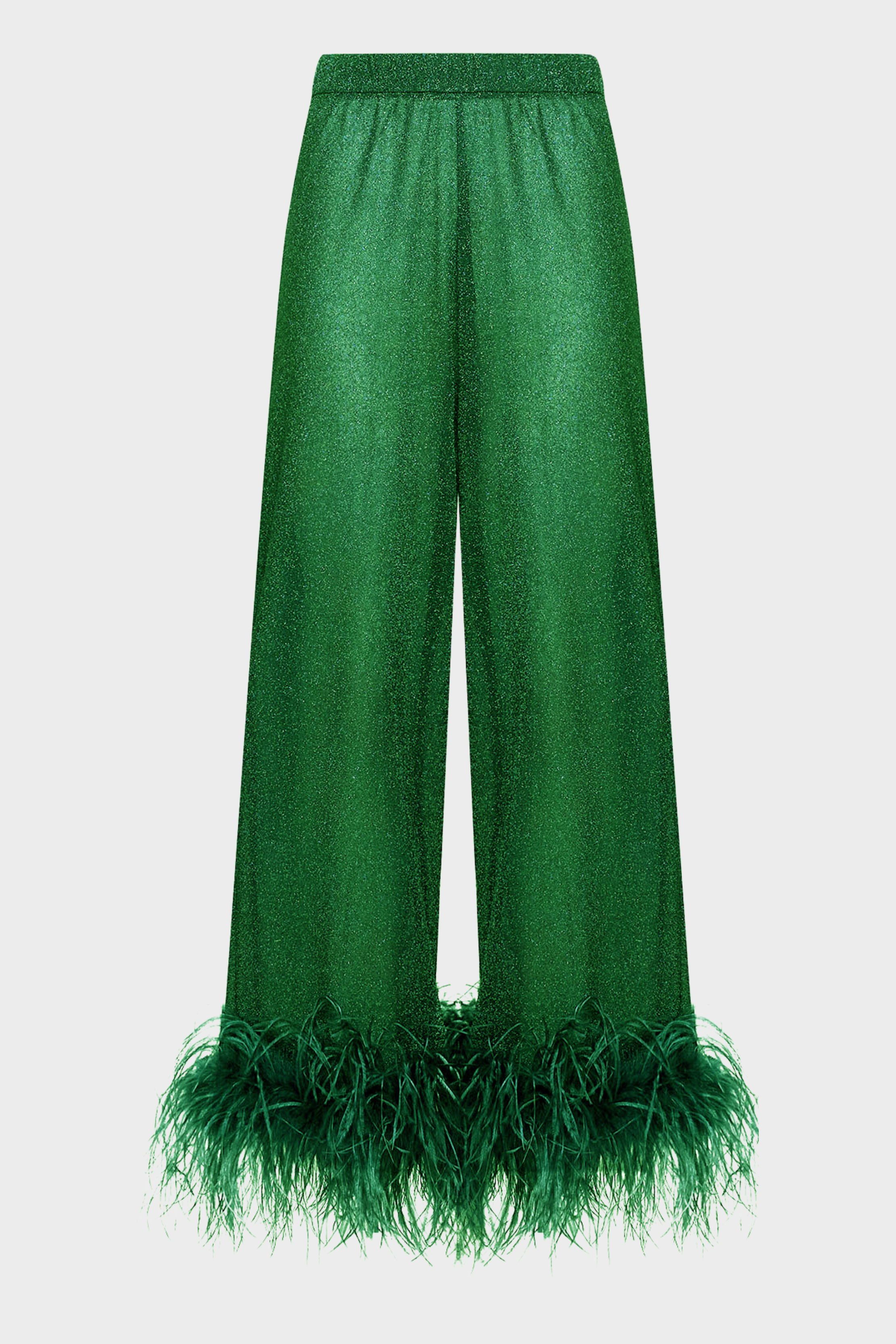 【Oseree】 Lumiere Plumageフェザー-trimmedラメパンツ Lumière Plumage Pants