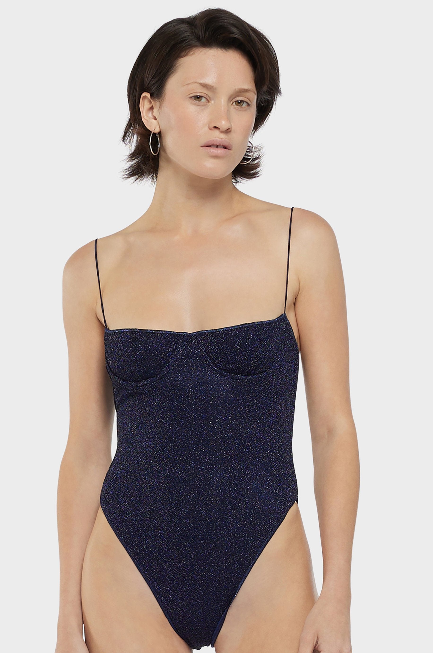 【OSEREE】coated balconette swimsuit Oseree Lame Double Bra High Waisted Bikini in Lilac & Lemon