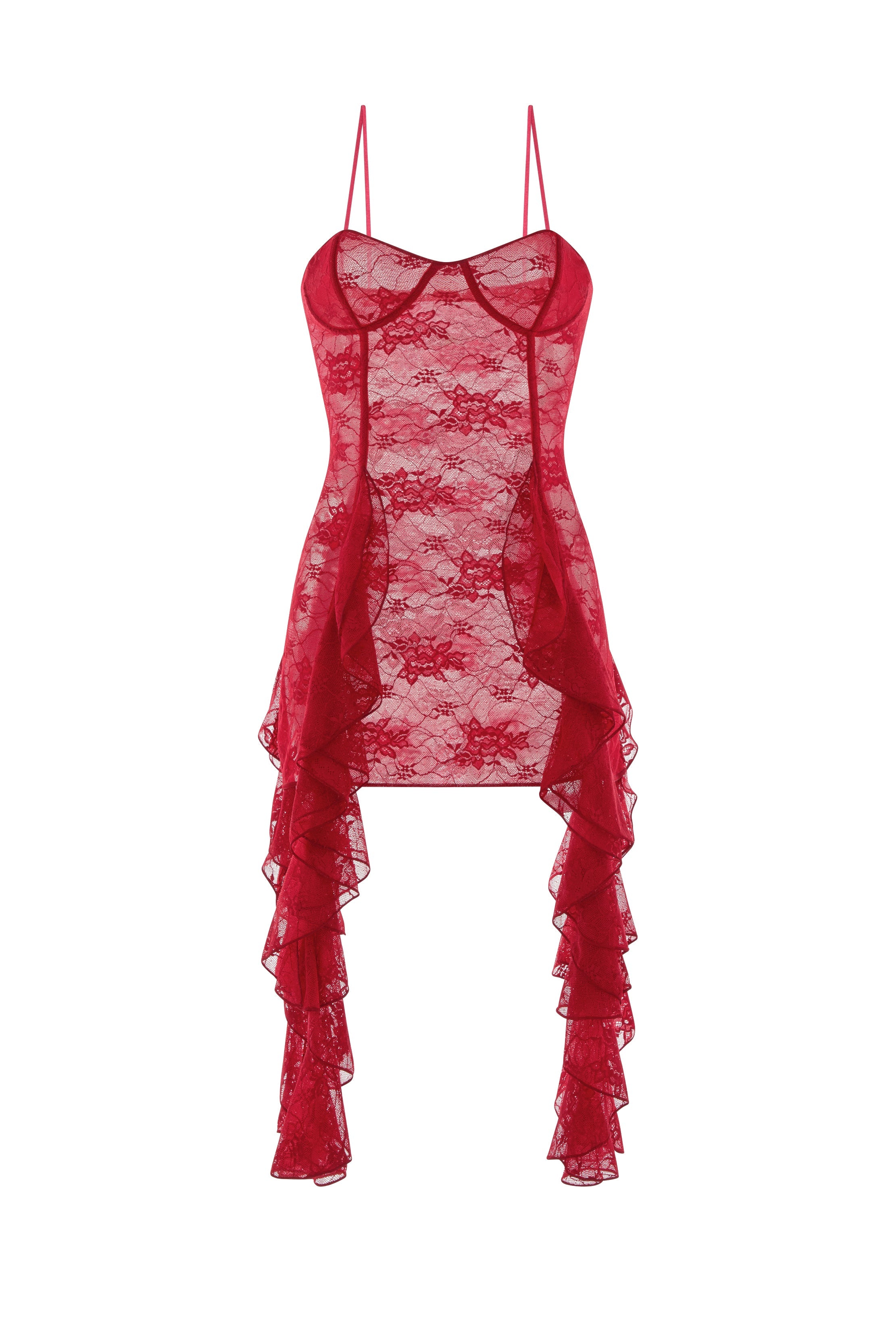 Soft Lace Volant Mini Dress