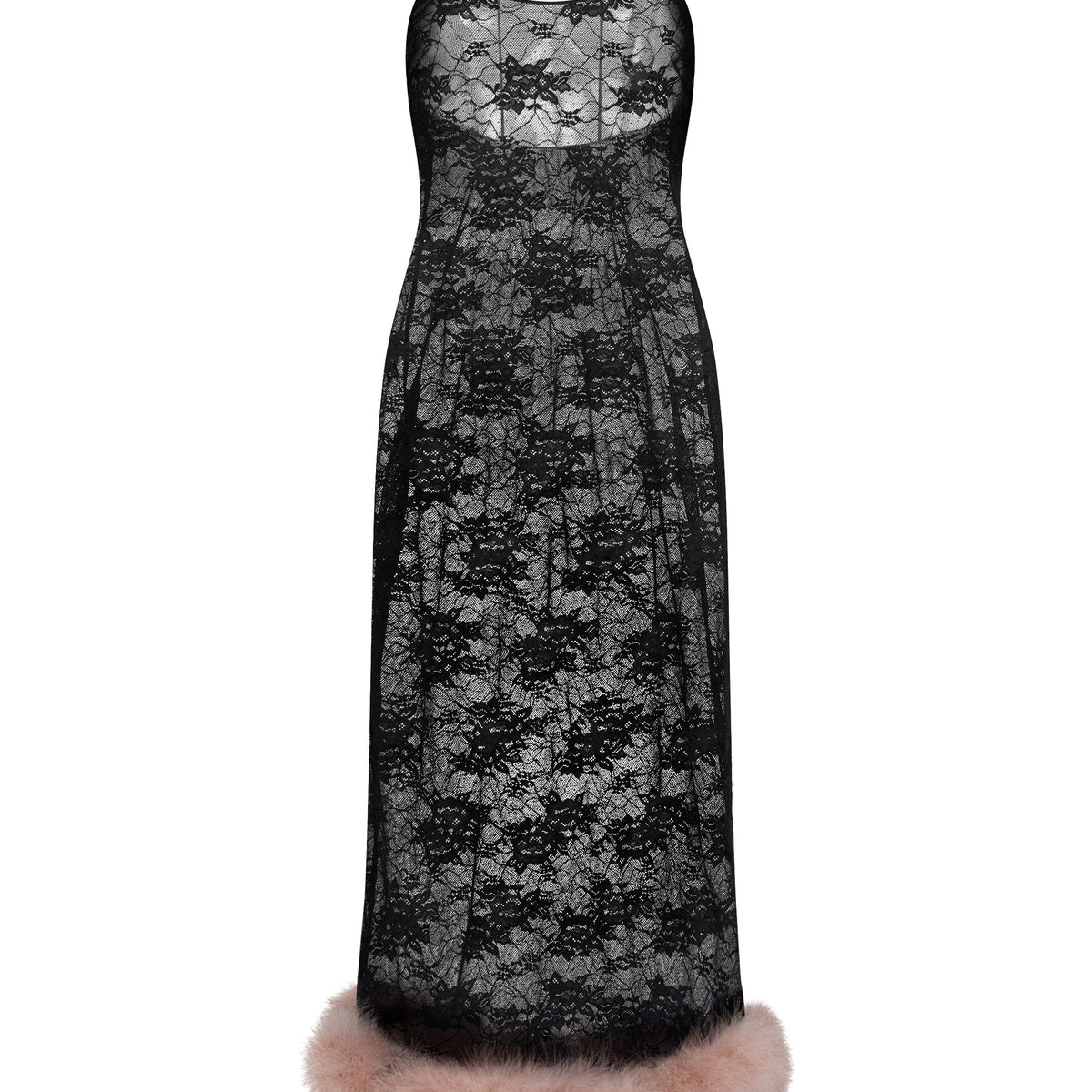 Soft Lace Boa Tube Dress