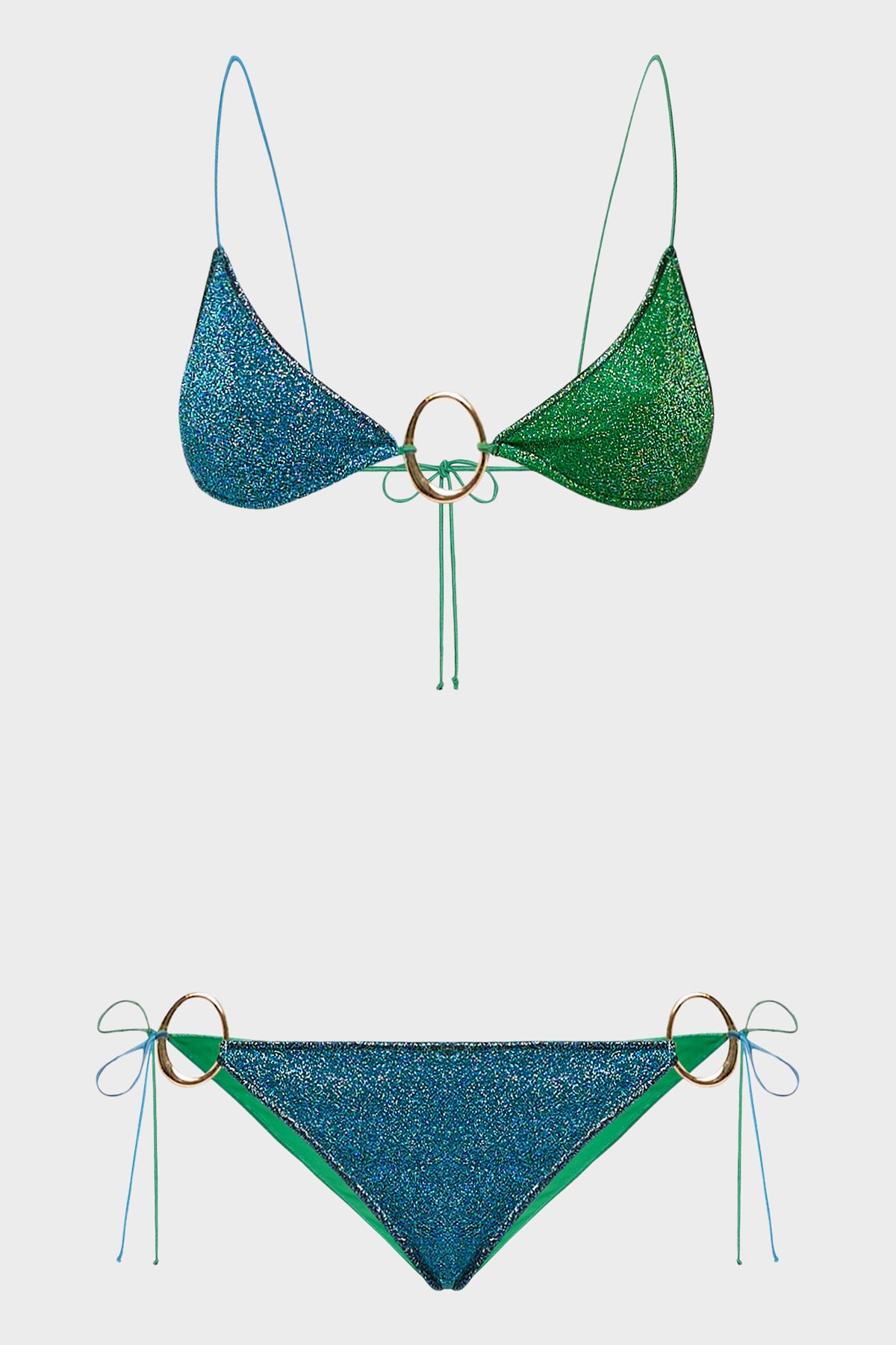 ビキニ Oseree SS25 LUMIERE LUREX SPORTY SET (LSS205 EMERALD) Lumière Bicolor O- Kini