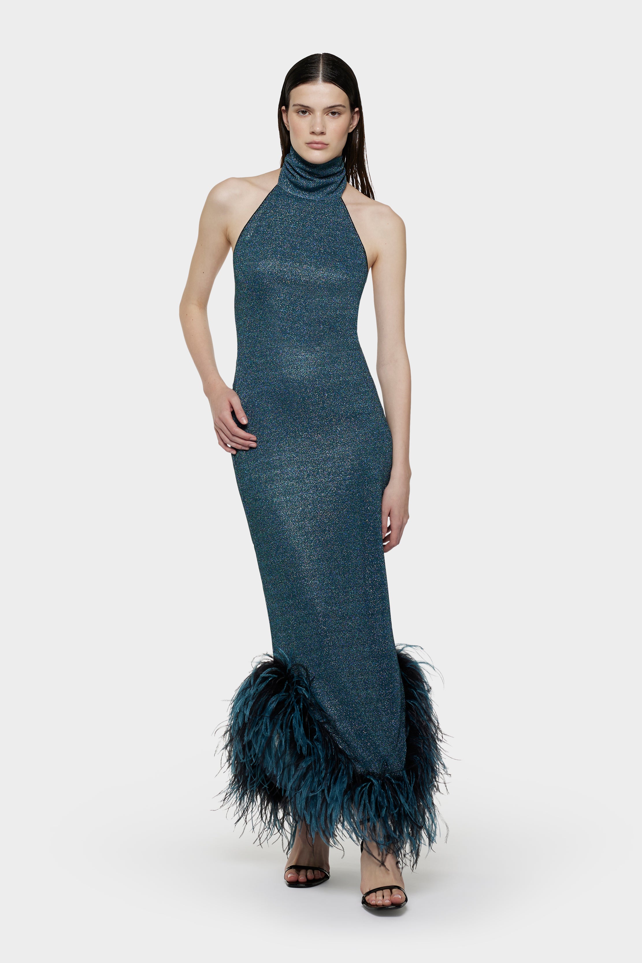 Lumière Plumage Turtleneck Long Dress