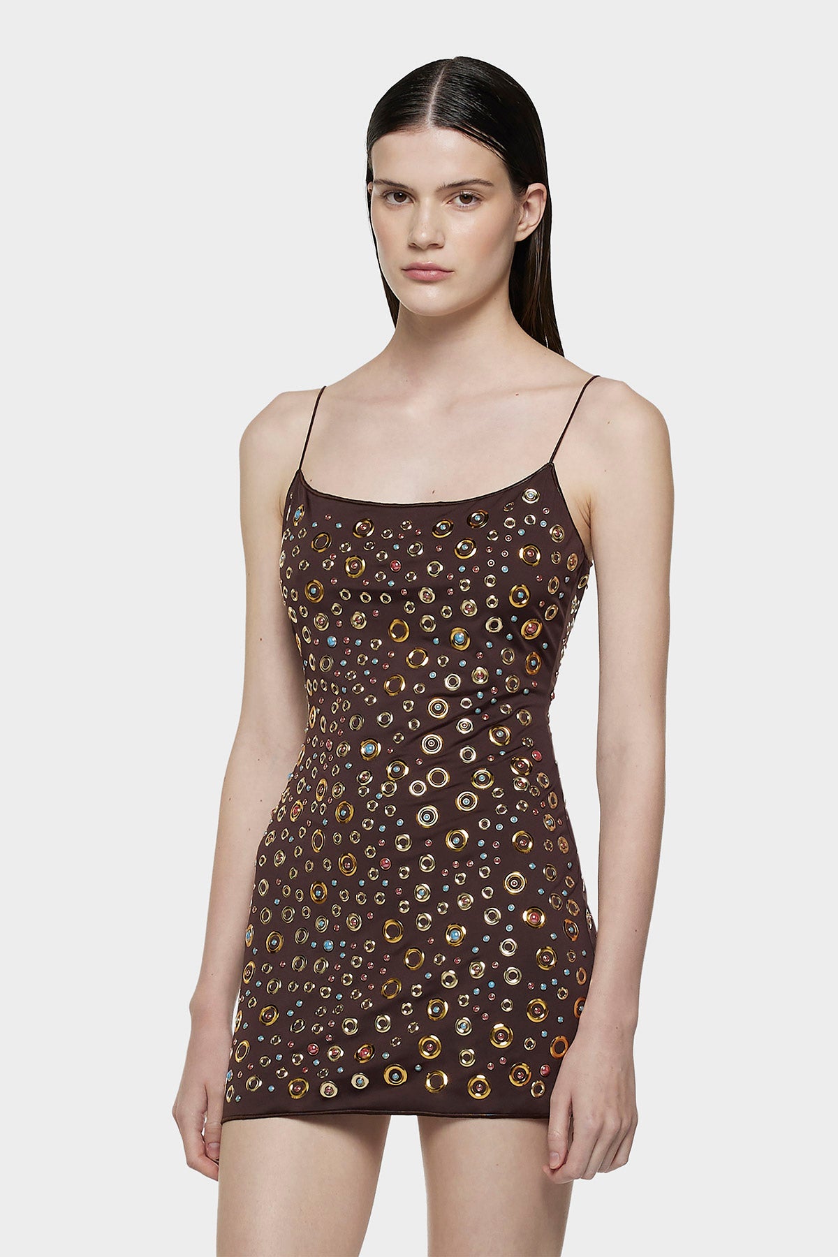 deco stud mini dress For Love & Lemons Deco Stud Mini Dress in Gold