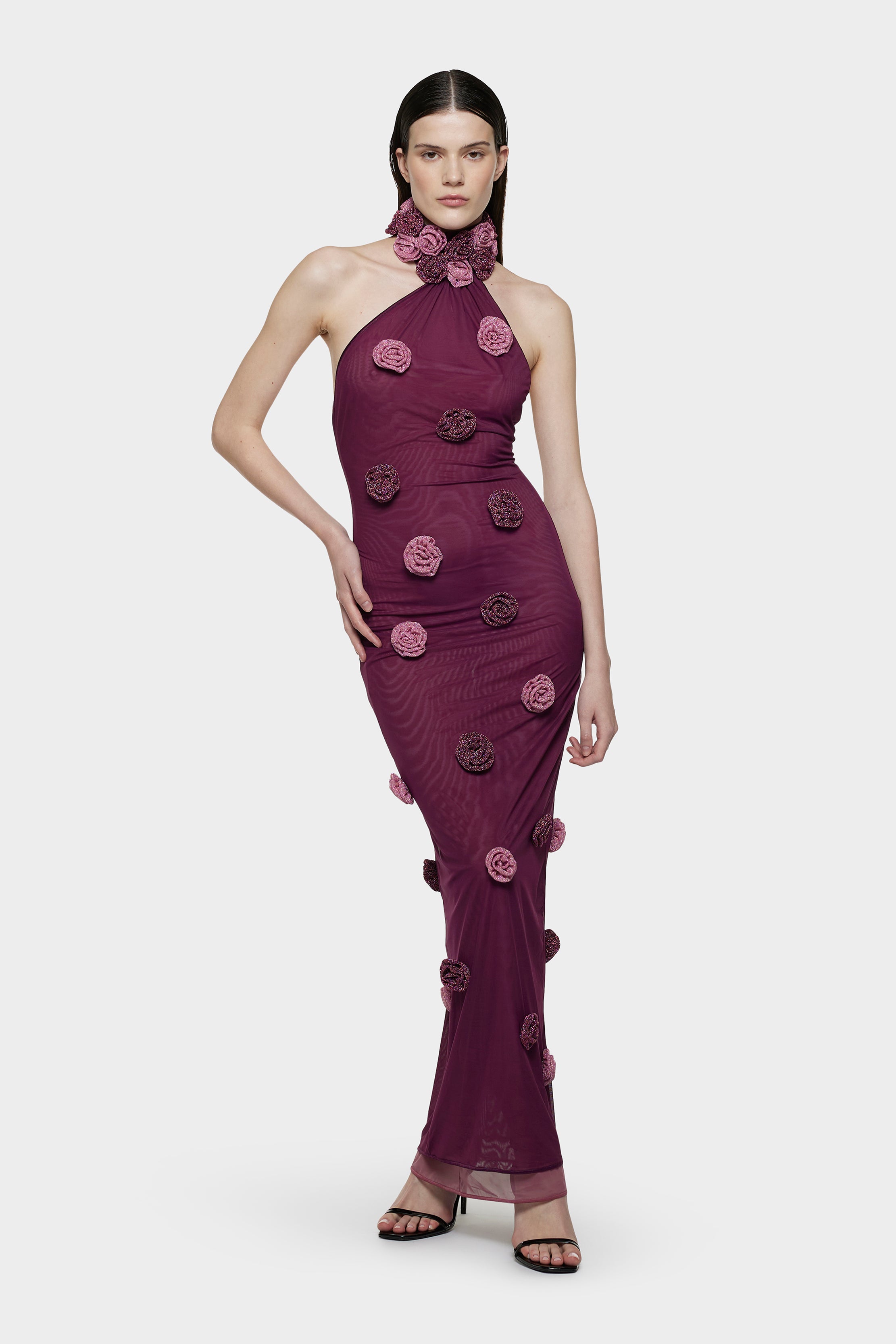 oseree purple dress Oseree Metallic Lurex Mini Dress