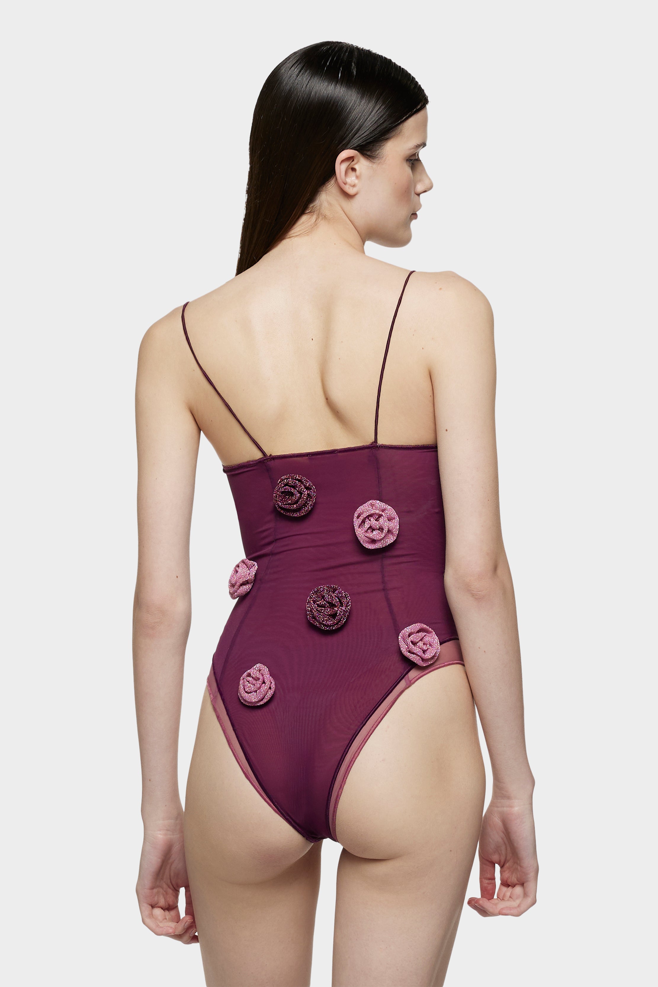 Double Mesh Rose Balconette Maillot