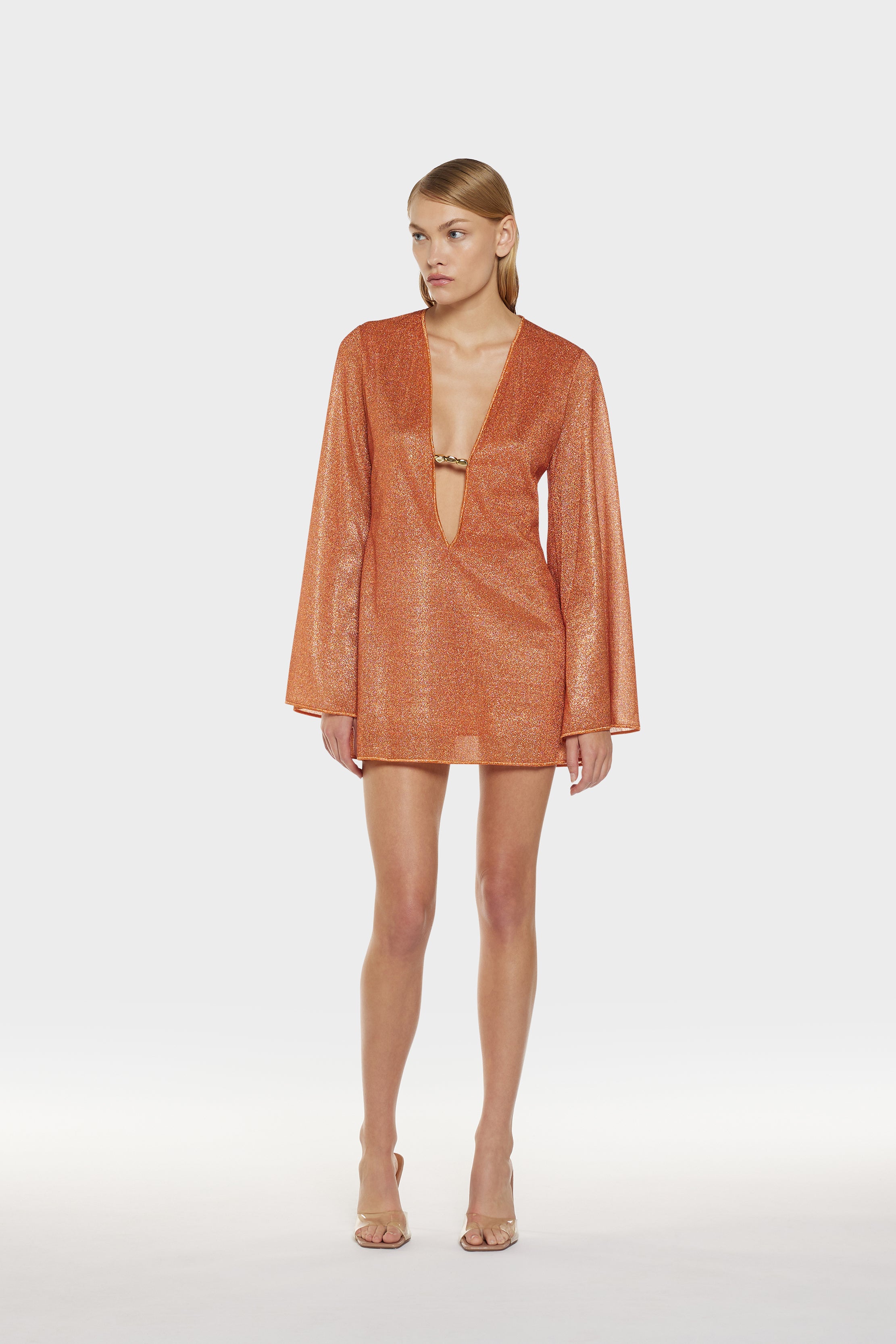 oseree orange dress Oseree Dress With Lurex Thread, Women's, Orange