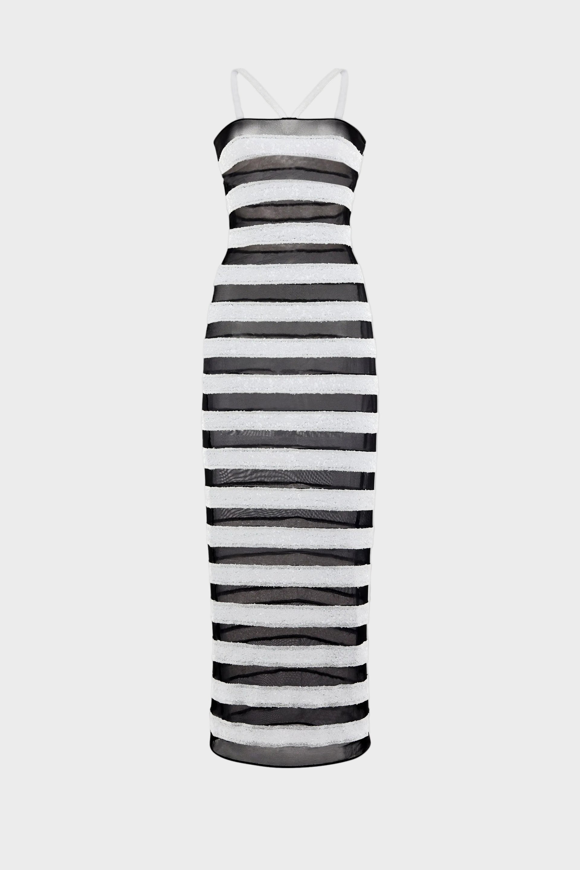 Paillettes Bicolor Stripes Dress