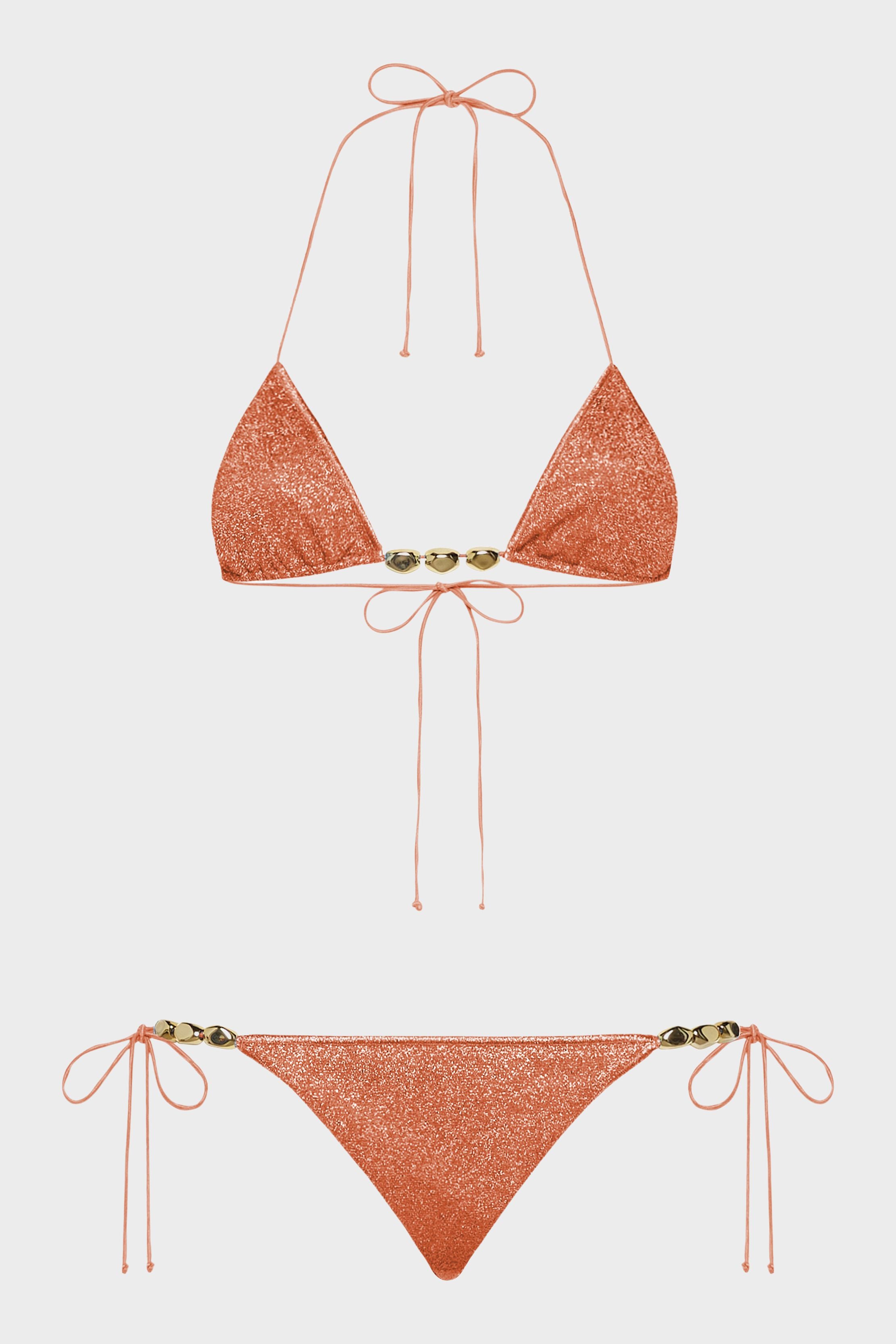 ビキニ OSEREE GLAZED LUMIRE BIKINI IN LUREX OSÉREE Glazed Lumière embellished color-block metallic