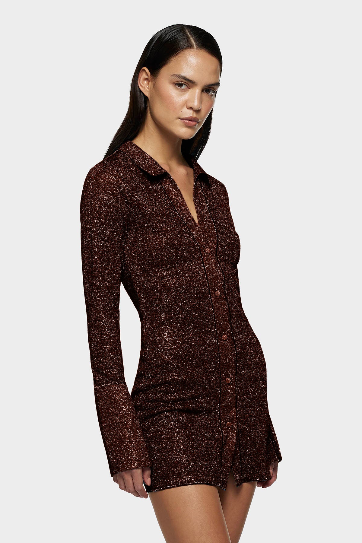 oseree lumiere shirt dress Lumire shirt dress in brown - Oseree