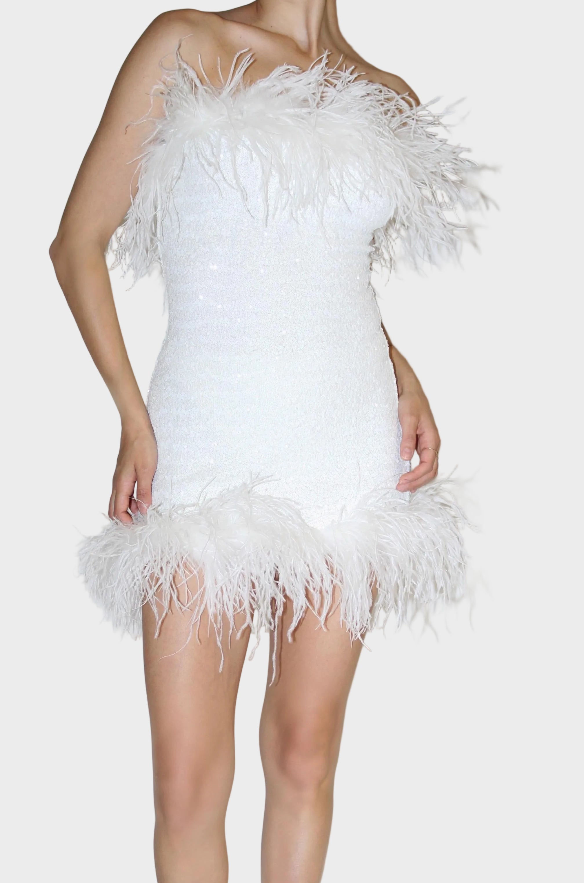 mini white dress with feathers x REVOLVE Mini Dress With Feathers