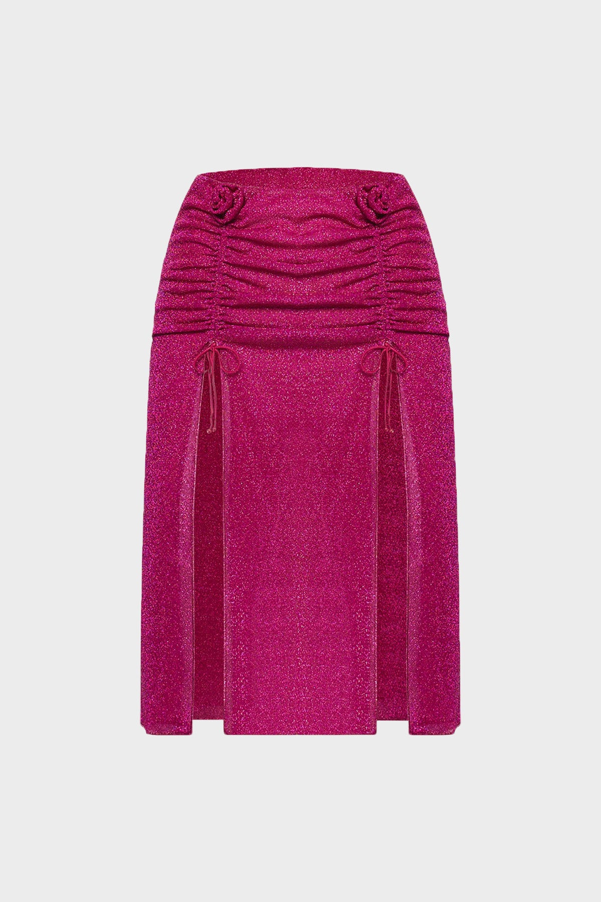 【Oseree】 Lumiereローズ ruchedミディスカート Lumière Rose ruched midi skirt in pink - Oseree | Mytheresa