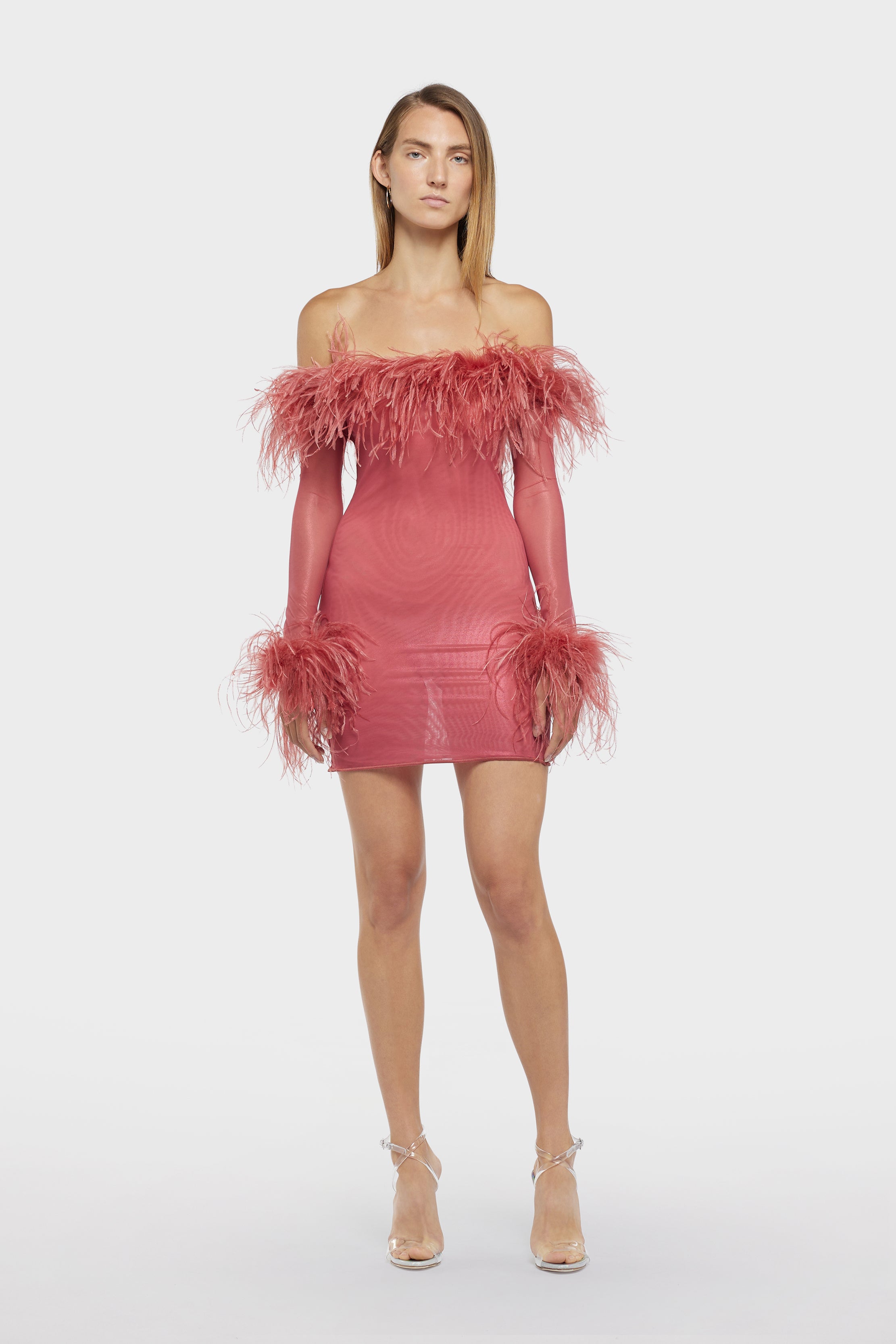 SS25 Lame Plumage Short Dress