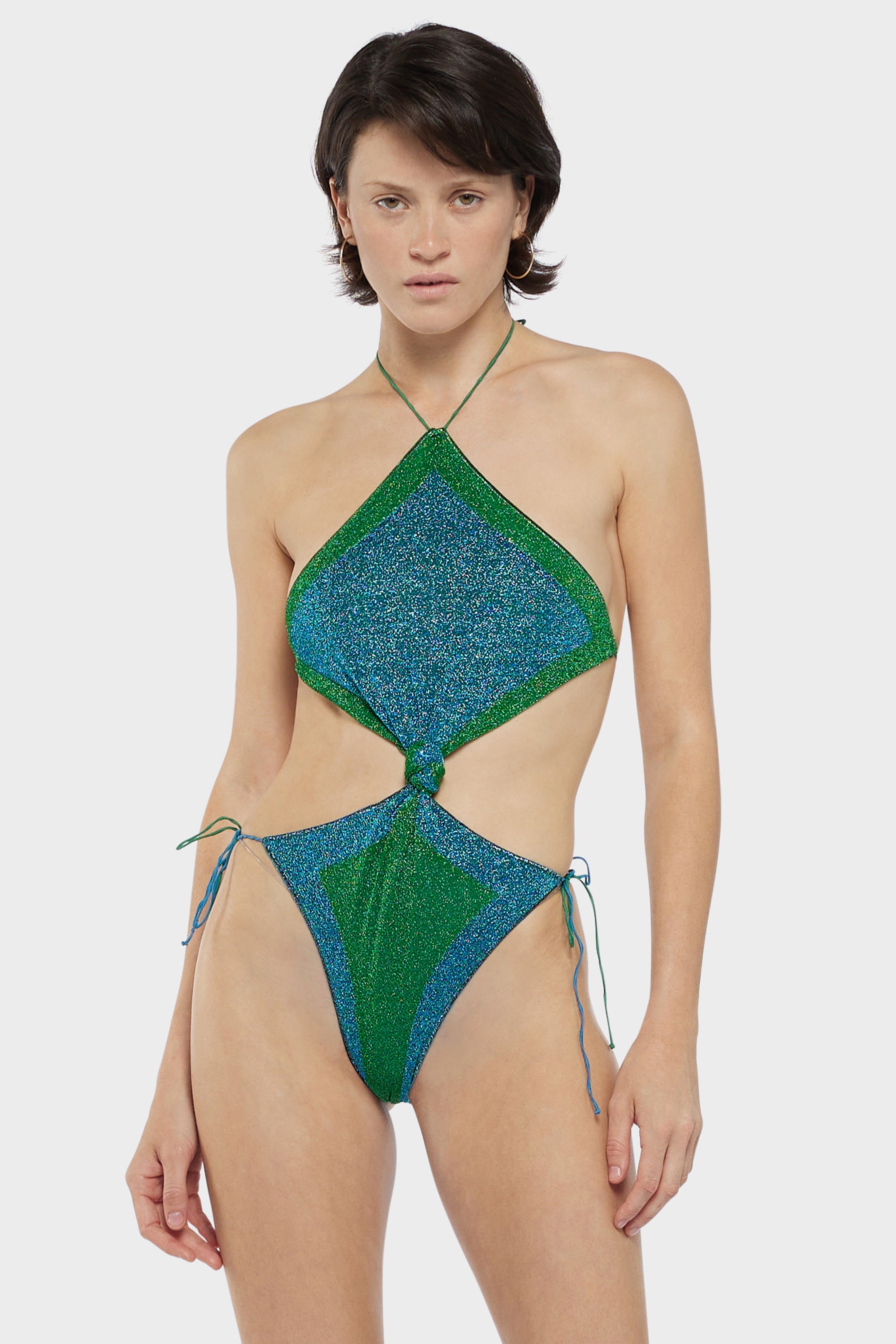 ワンピース水着 Oseree SS25 DIAMOND MAILOT (LHS250 BICOLOR) Lumière Bicolor Diamond Knot Maillot